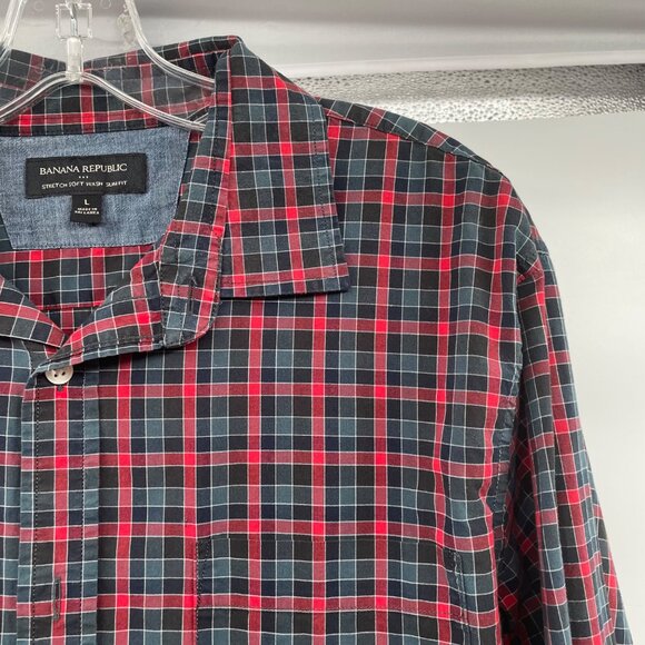 Banana Republic Men's Checkered Button Up Shirt Slim Fit Multicolor Size Large - Picture 4 of 9
